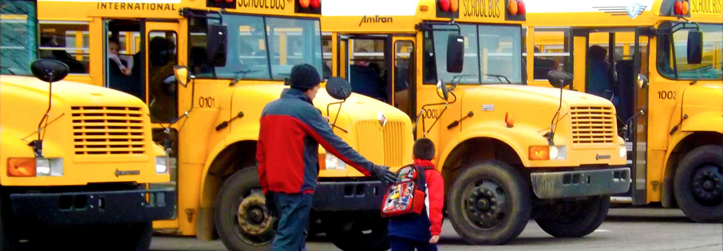 Teacher-Student walk to buses