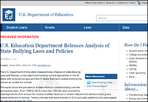 SSI Bullying Website Image US Dept of Ed Laws