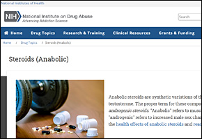 SSI Drug Abuse Website Image NIH Steroids