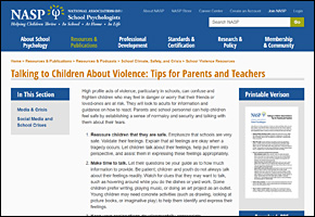 SSI School Violence Website Image NASP Talking to Children