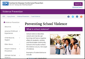 SSI School Violence Website Image CDC Preventing School Violence