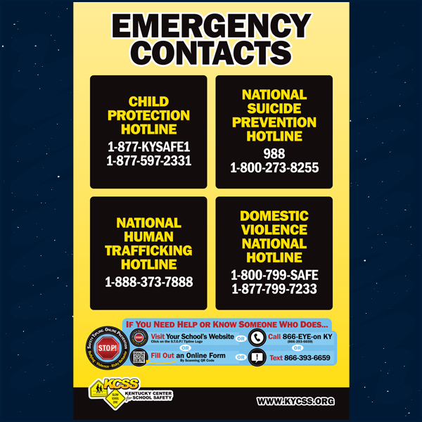 KY Safe Schools Week 2023 Emergency Contacts