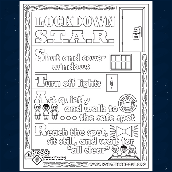 KY Safe Schools Week 2023 Lockdown Workbook Lockdown Star Coloring Sheet