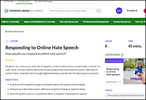 Common Sense Education Responding to Online Hate Speech