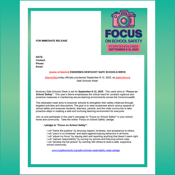 KY Safe Schools Week Press Release