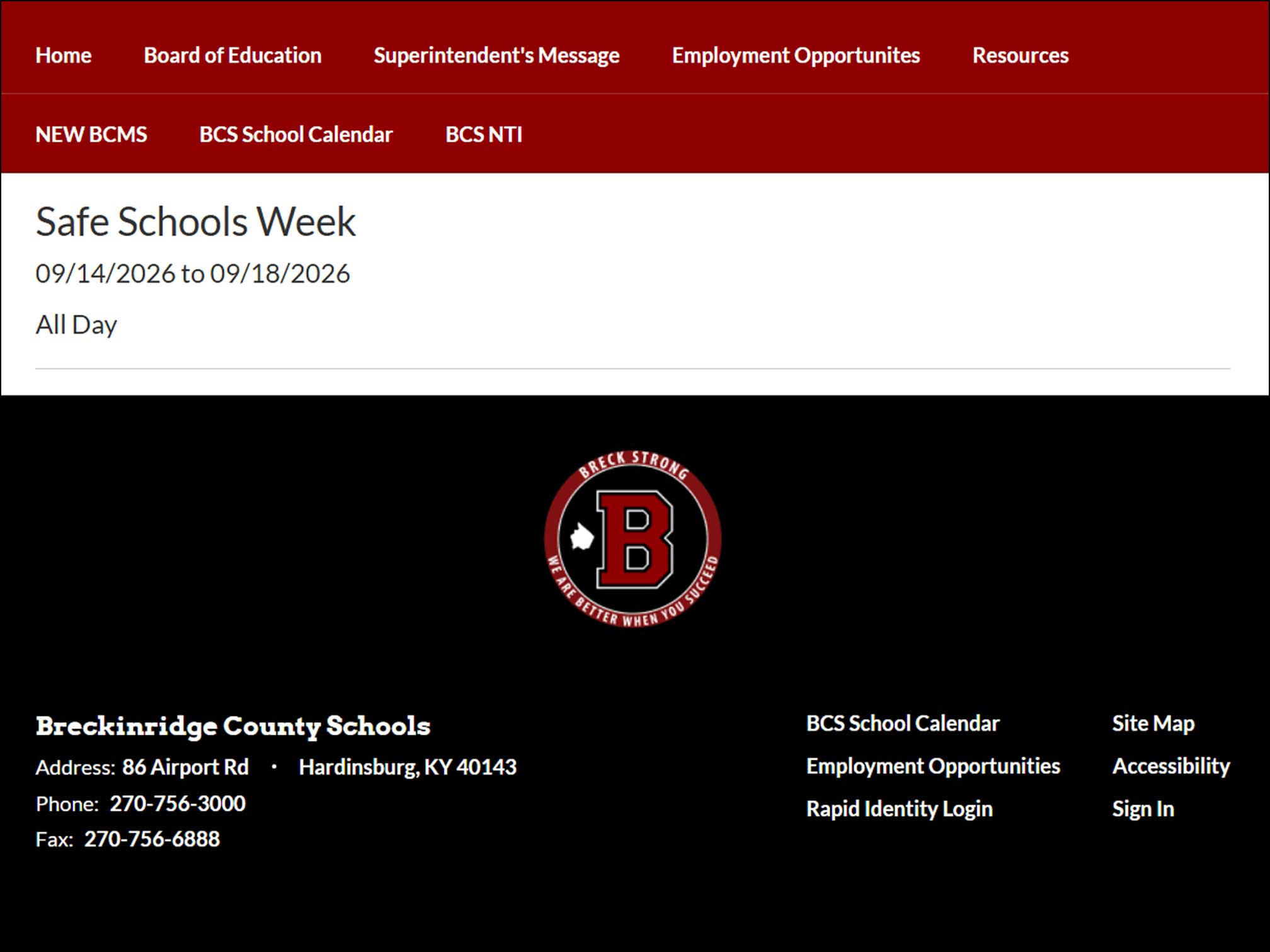 KY Safe Schools Week 2026 Photo Highlight Breckinridge County Schools