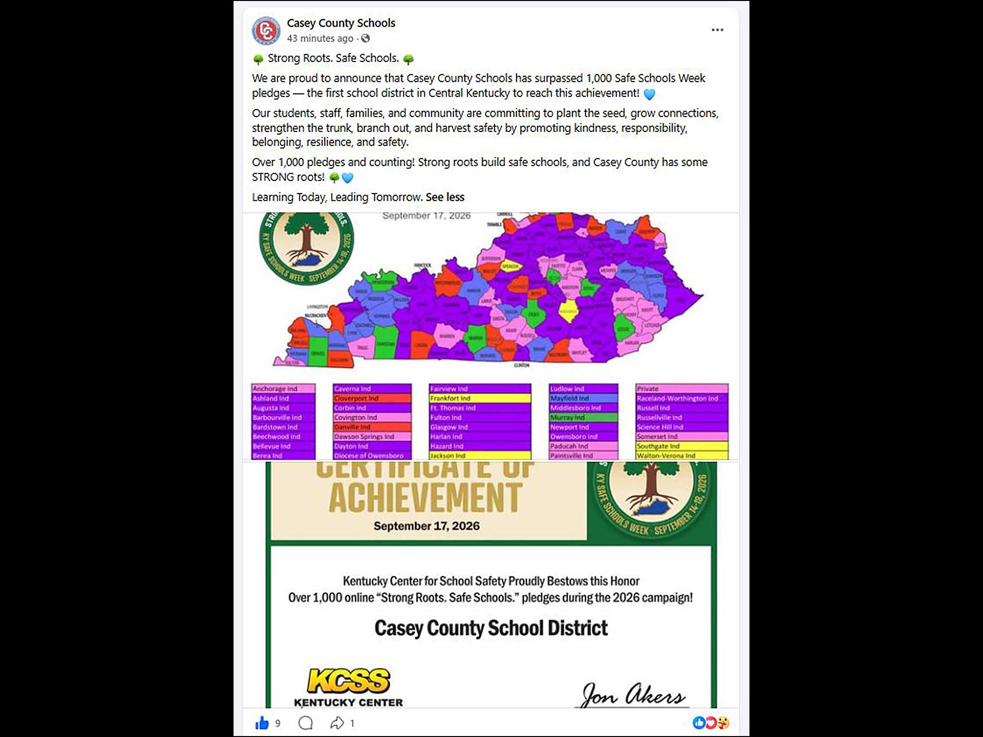 KY Safe Schools Week 2026 Photo Highlight Casey County Schools