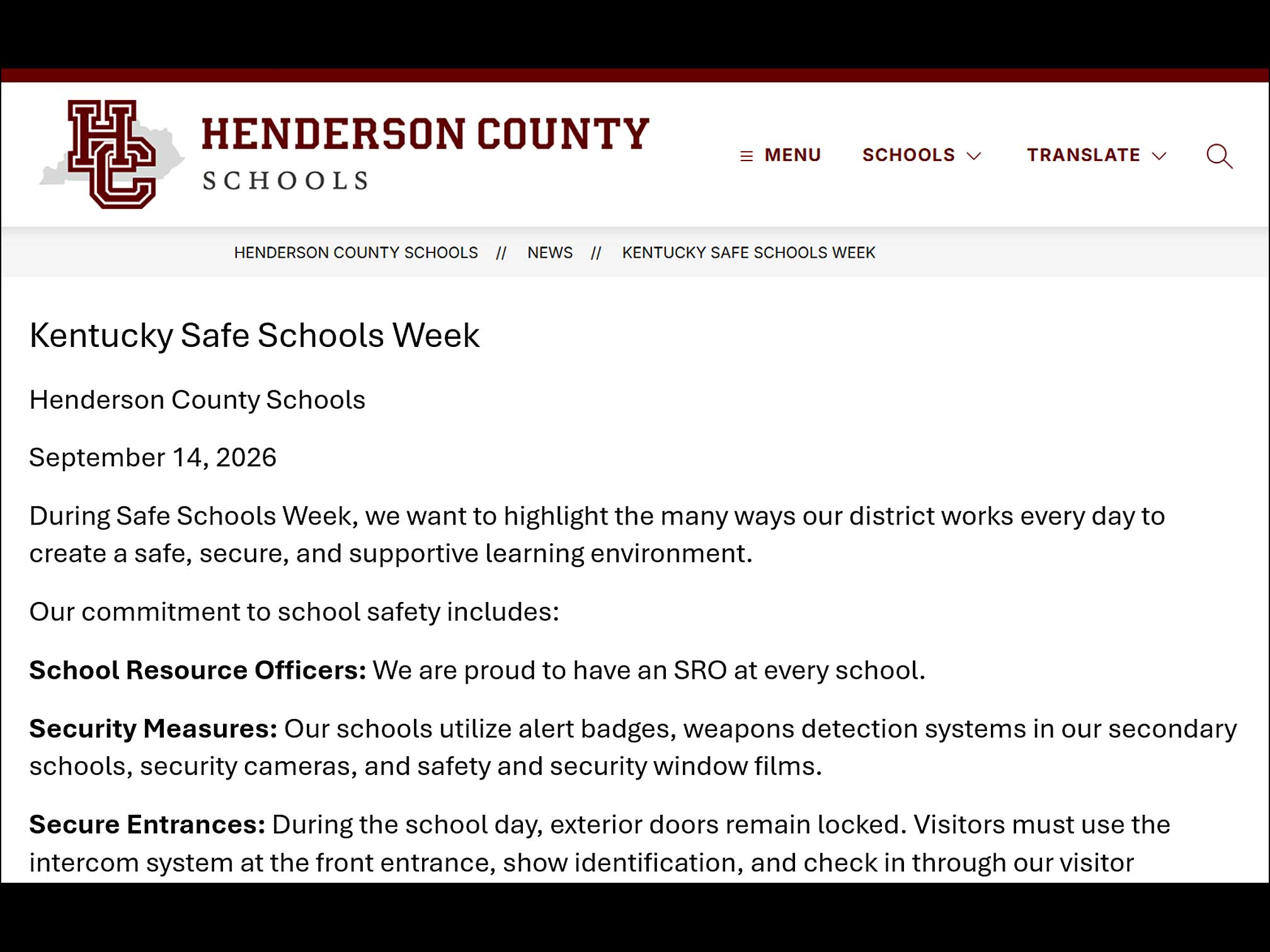 KY Safe Schools Week 2026 Photo Highlight Henderson County Schools