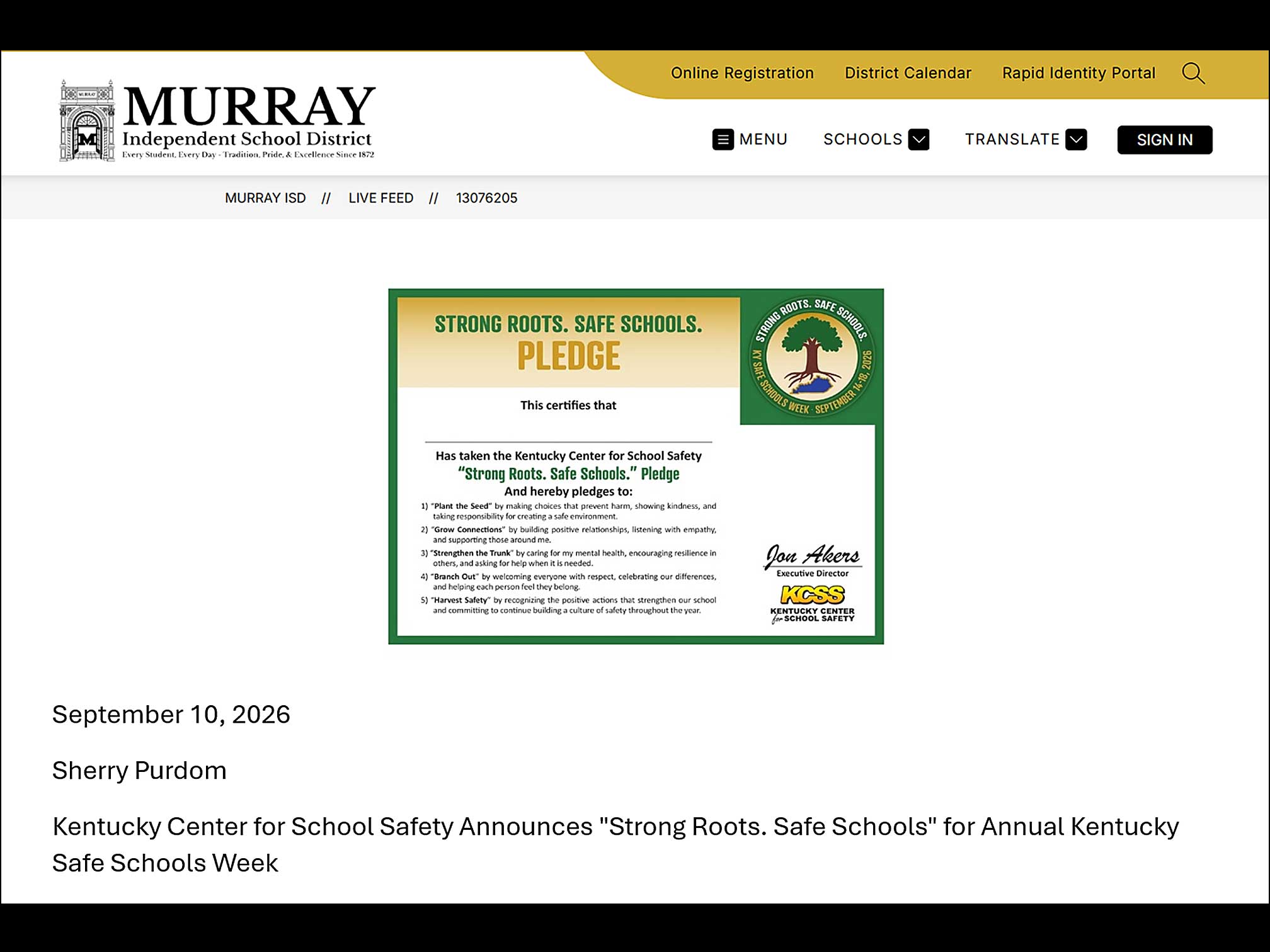 KY Safe Schools Week 2026 Photo Highlight Murray Independent Schools